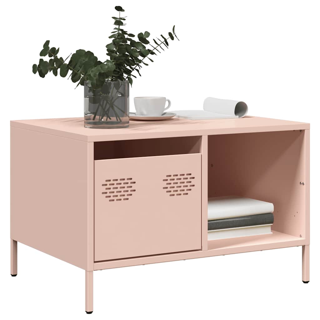 VidaXL Pink Coffee Table 68.5x50x43.5 cm Cold Rolled Steel Industrial Storage Console For Living Room