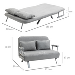 HOMCOM 2 Seater Sofa Bed Click Clack Light Grey Living Room - HOMCOM - Home Symphony