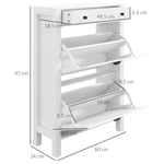 HOMCOM Shoe Cabinet 60W x 24D x 97H cm Eight Pair Capacity With Adjustable Shelves Hallway Storage by HOMCOM