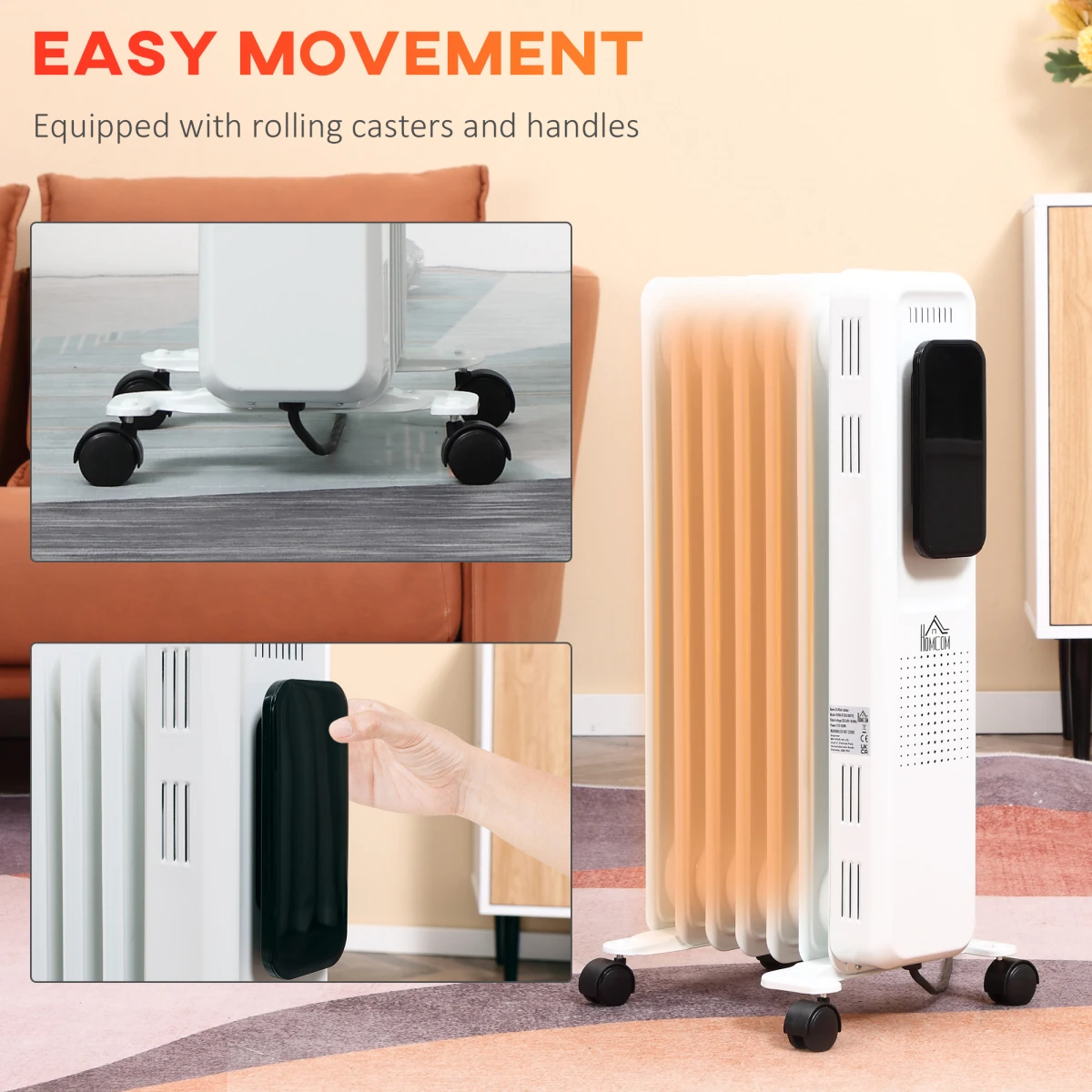 HomCom Oil Filled Radiator Tall LED Display 1630W 7 Fin With Eco Mode And 24 Hour Timer For Home Use by HOMCOM
