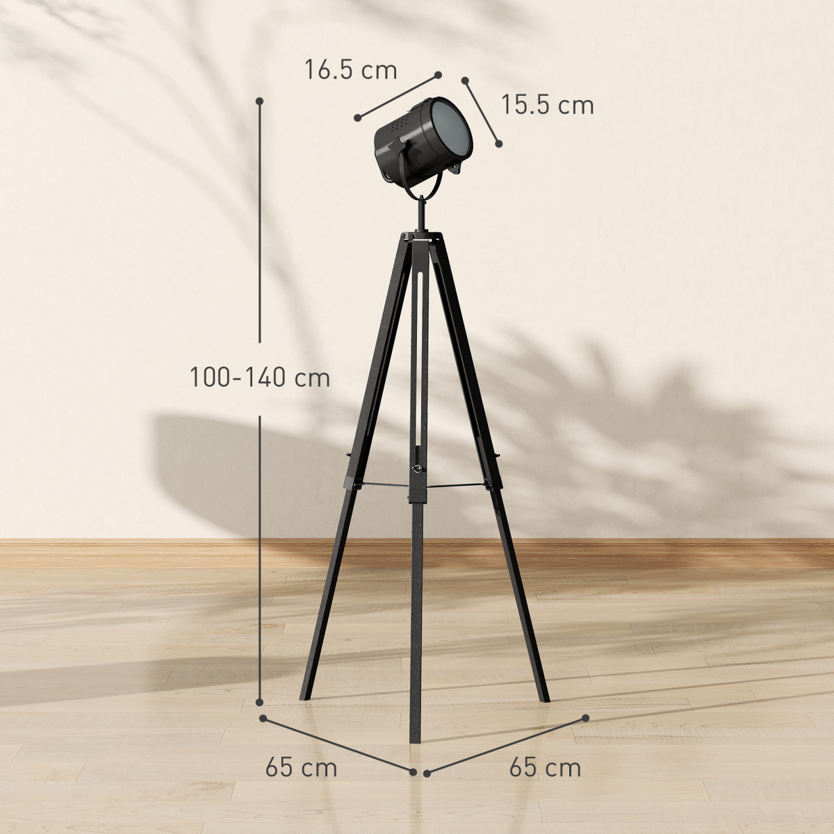 HOMCOM Tripod Floor Lamp Wood Height Adjustable