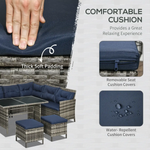 Outsunny Outsunny 6 PCs Patio wicker Sofa Set Rattan Chair Furniture w/ Glass & Cushioned - Garden Sofa Sets