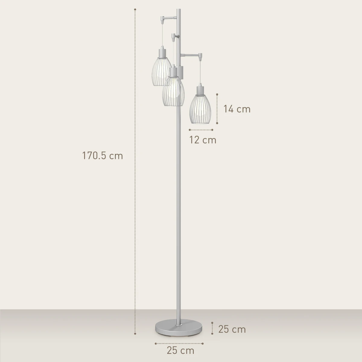 HOMCOM HOMCOM Dimmable Floor Lamp 170cm Steel Frame for Modern Living - Lamp