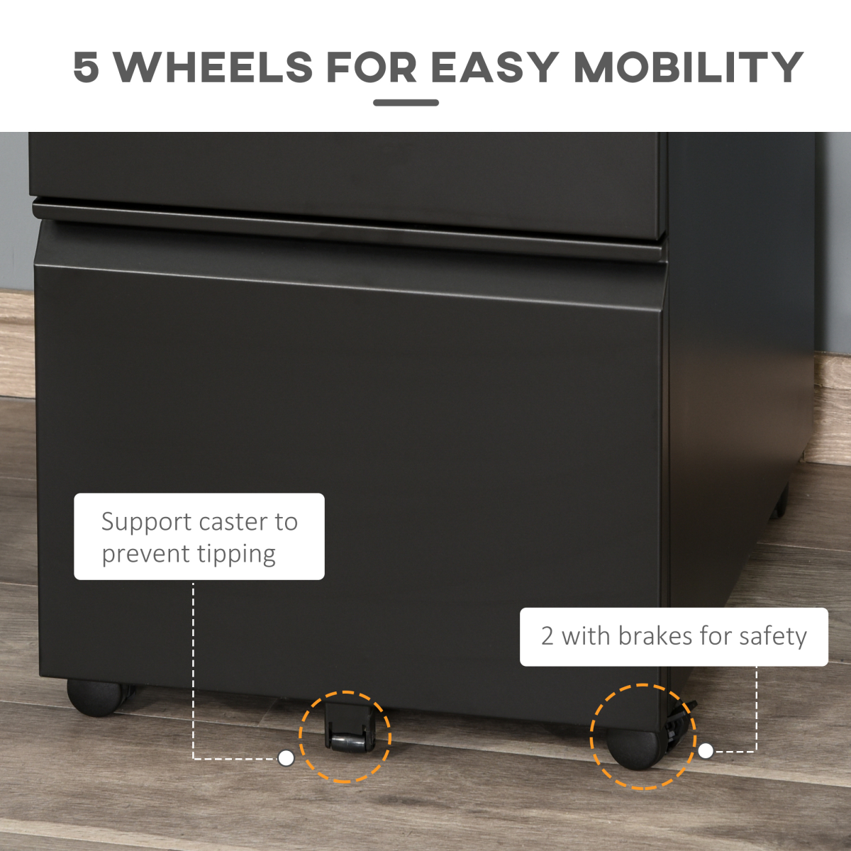 Vinsetto Vertical File Cabinet 3-Drawer Lockable Metal with Central Locking for Office Use