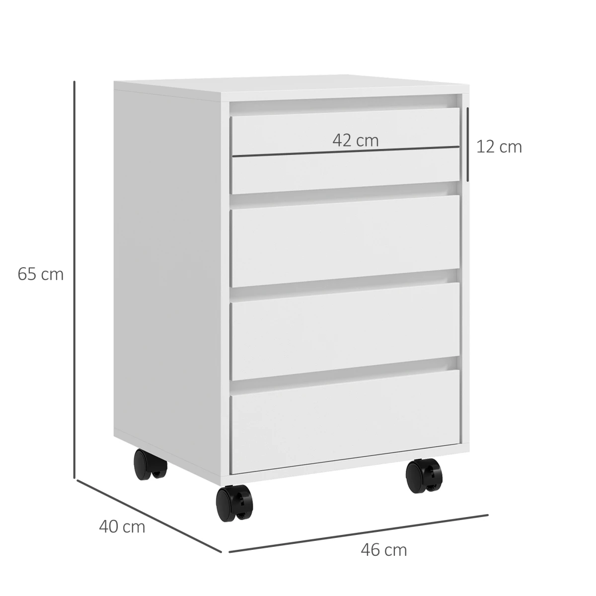 HOMCOM Versatile White Mobile Filing Cabinet Four Drawer Lockable Wheels Office Organization - Filing Cabinet
