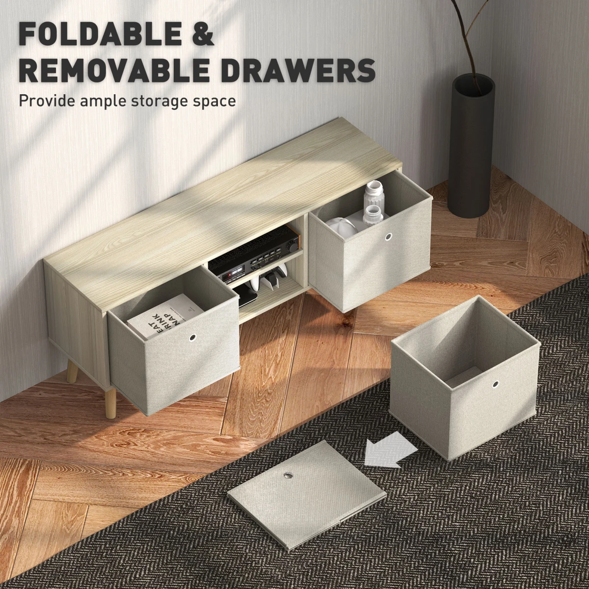 HOMCOM Modern TV Cabinet with Shelves Drawers for Bedroom by HOMCOM