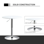 Unbranded 60cm Adjustable Height Round Bar Table w/ Swivel Top Metal Frame White - Dining Table