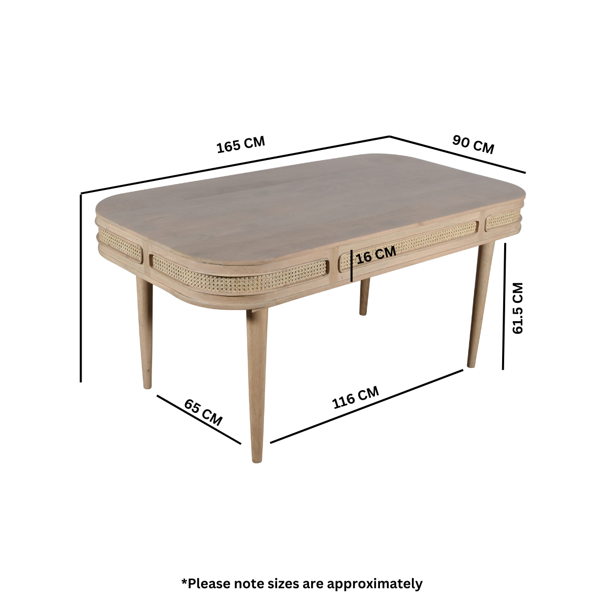 Valencia Dining Table SixSeater Cane Mango Wood Eco Home - Indian Hub - Home Symphony