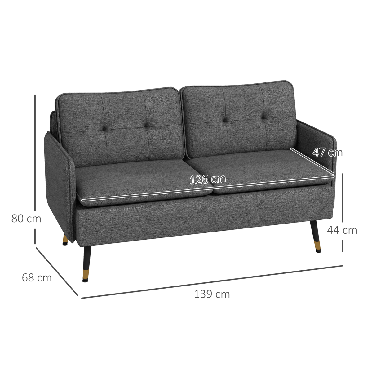 Premium Two Seater Sofa Compact Padded Comfort For Home Use - HOMCOM - Home Symphony