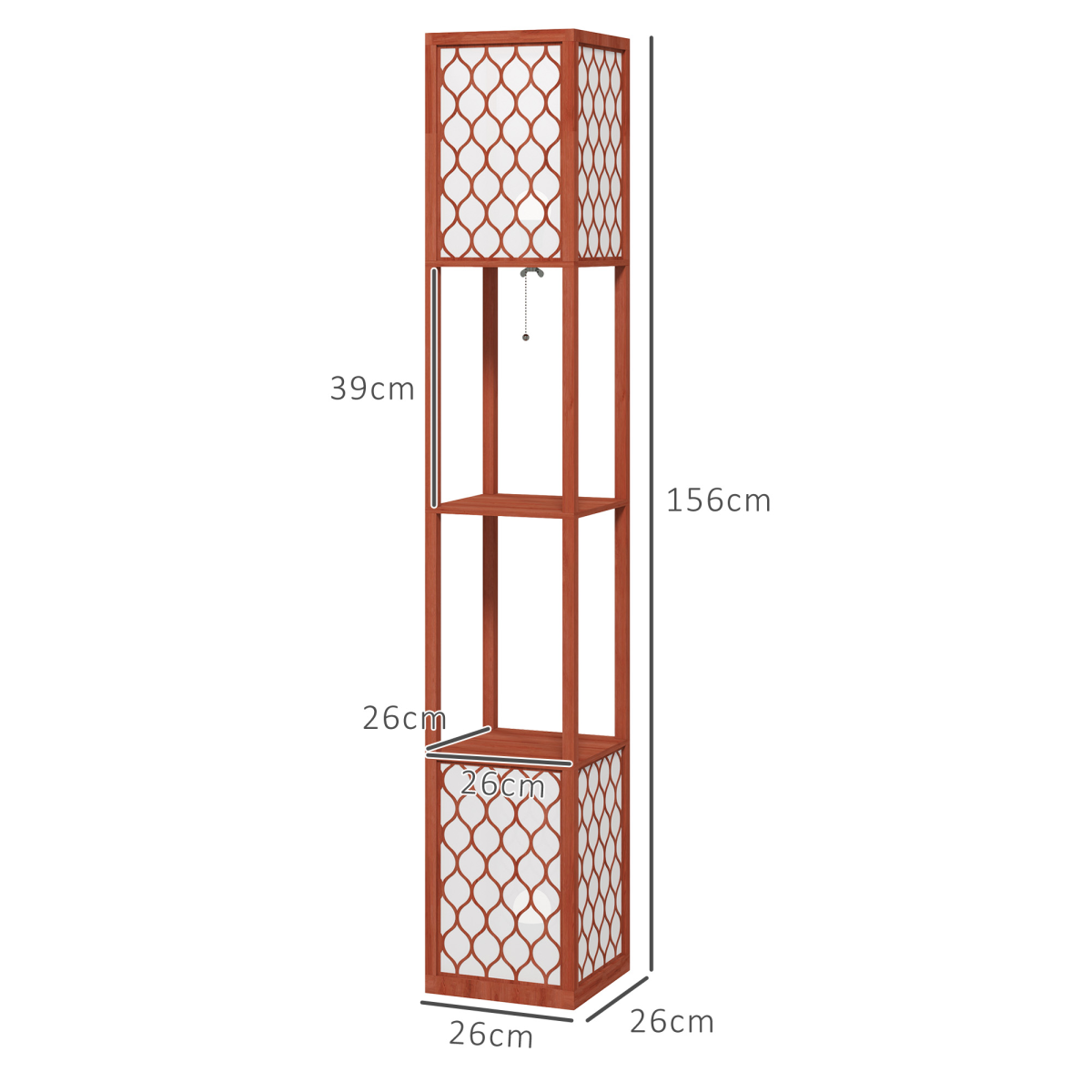 HOMCOM 2-Light Modern Floor Lamp with Shelves for Living Room, Bedroom, Brown adds style and functionality with two shelves.