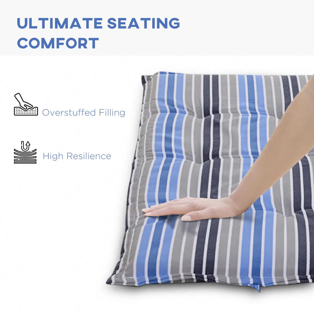 Unbranded 2 PCS Patio Bench Swing Chairs Garden Chairs Double Seat Cushion Mat Strips Blue - Hammocks