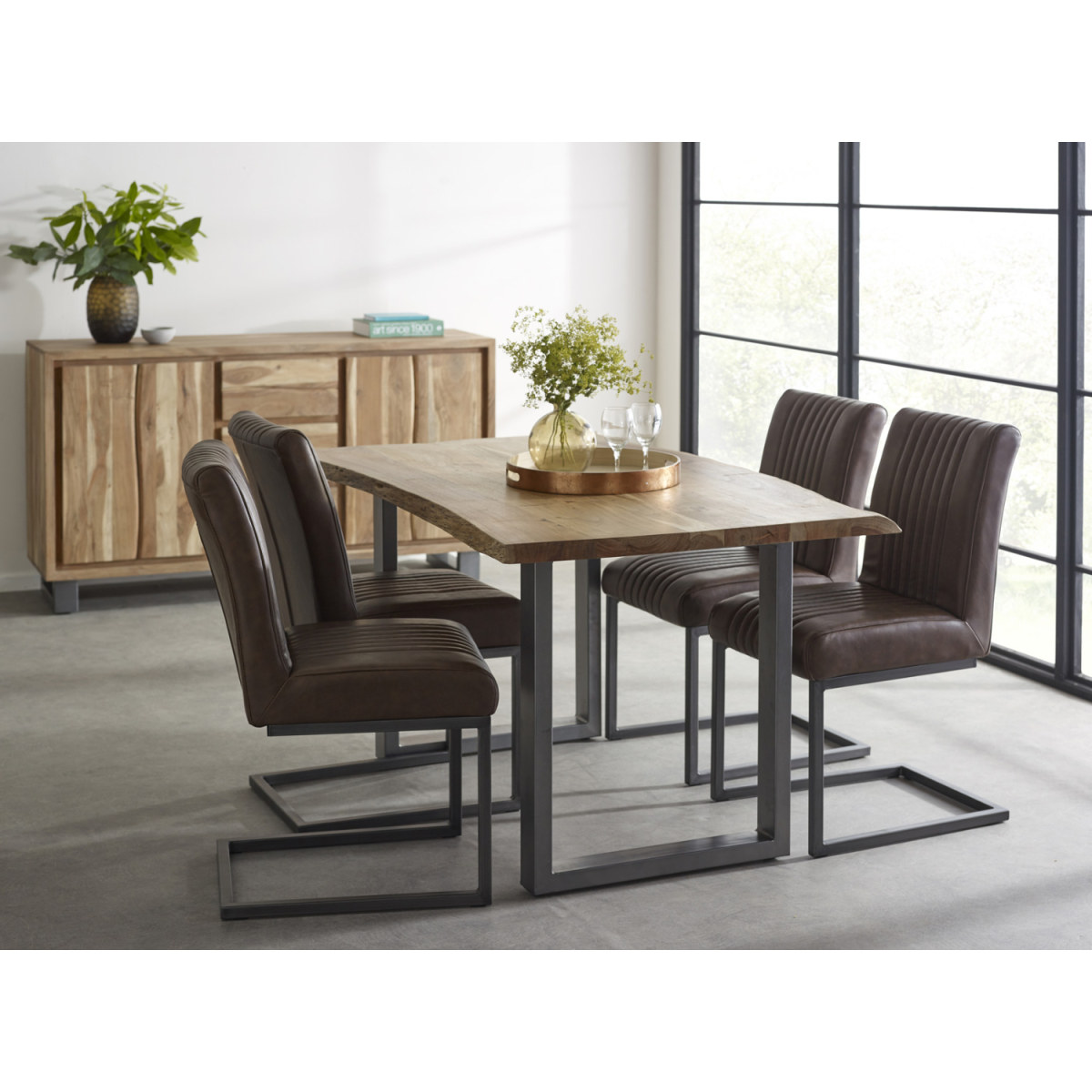 Baltic Dining Table 1.5m Live Edge With Metal Legs Modern - Indian Hub - Home Symphony