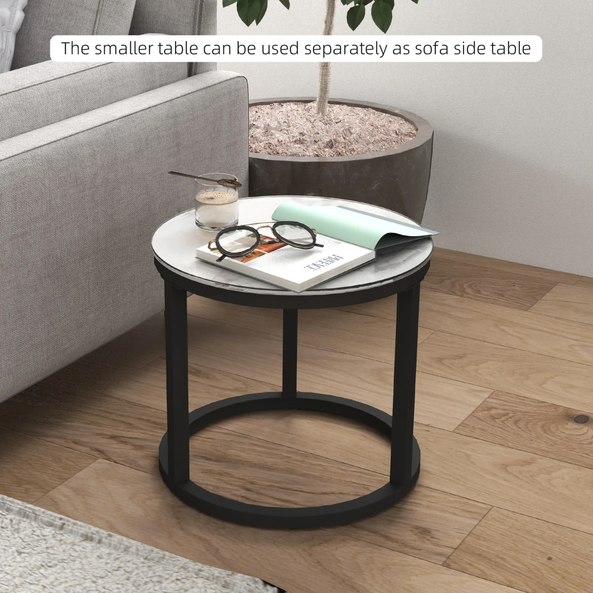 HOMCOM Glass Nest Tables Large Small Stackable by HOMCOM