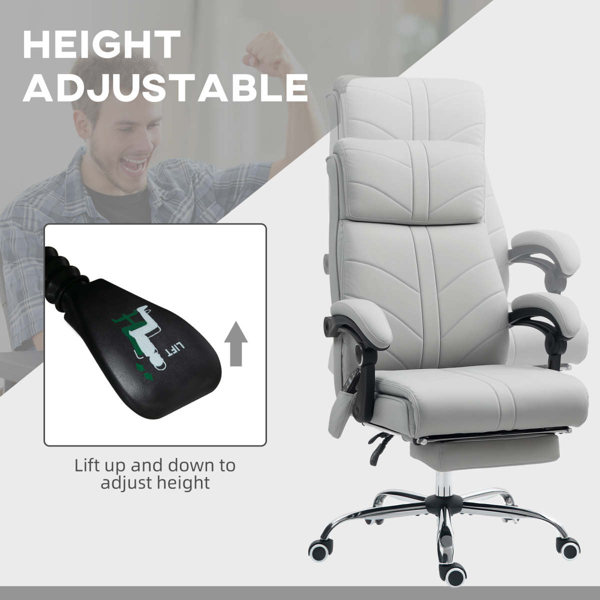 Vinsetto Massage Office Chair Ergonomic Four Point Vibration With Heat For Home Office