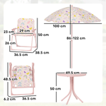 AIYAPLAY AIYAPLAY Kids Garden Table and Chair Set, Outdoor Patio Set w/ Parasol, Pink - Picnic Tables