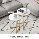 HOMCOM HOMCOM Nesting Coffee Tables Set of 2 With Marble Look Tops and Gold Frames for Modern Living Room - Coffee Table