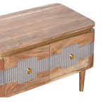 Wilton Acacia Wood Handcrafted Coffee Table Two Drawer Eco Friendly Modern Living Room by Indian Hub
