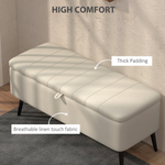 HOMCOM Storage Ottoman Bench Compact Linen Cream White With Under Seat Storage And Padded Lid For Living Room - HOMCOM - Home Symphony