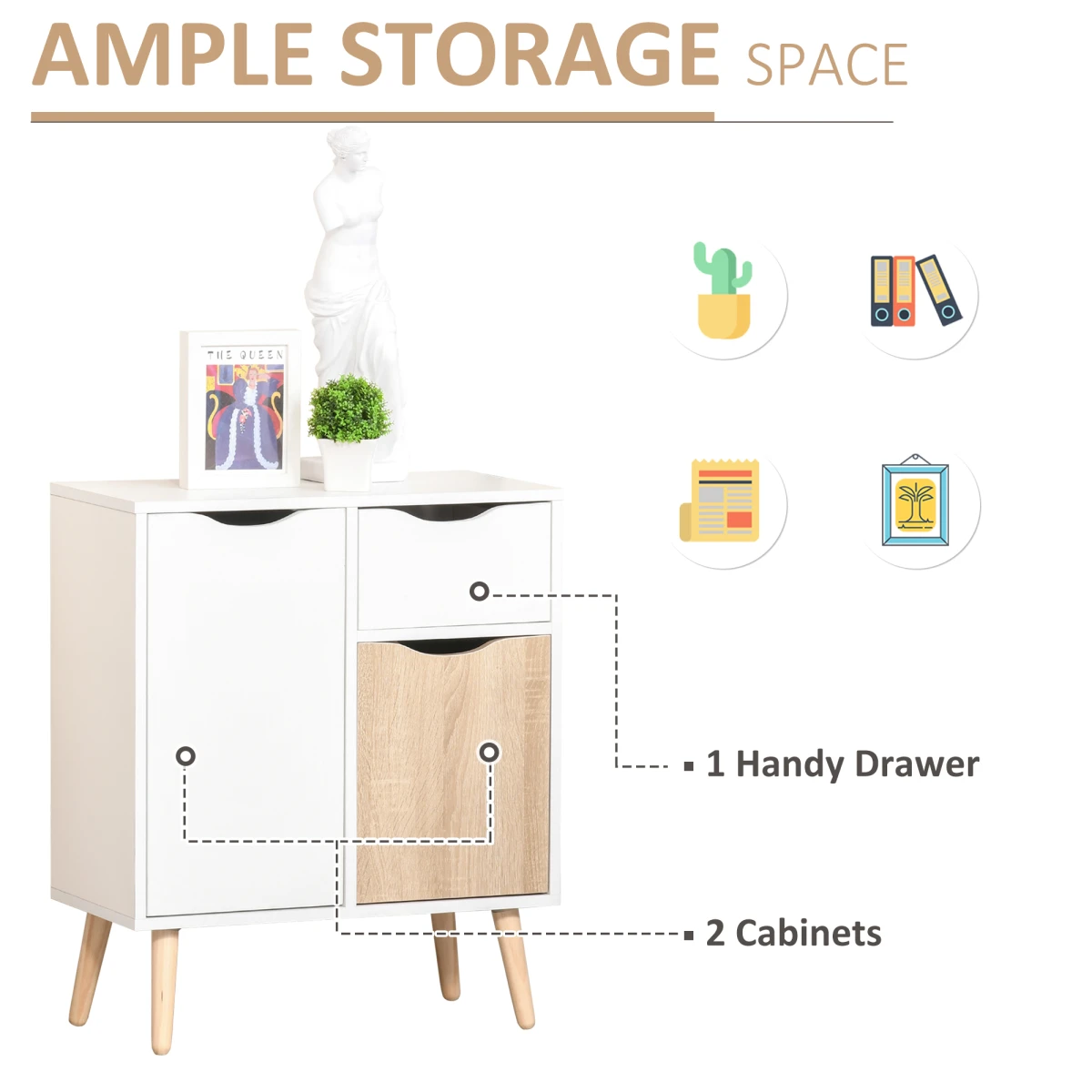 Unbranded Scandi Floor Cabinet Compact ThreeSection Bedroom - Sideboard