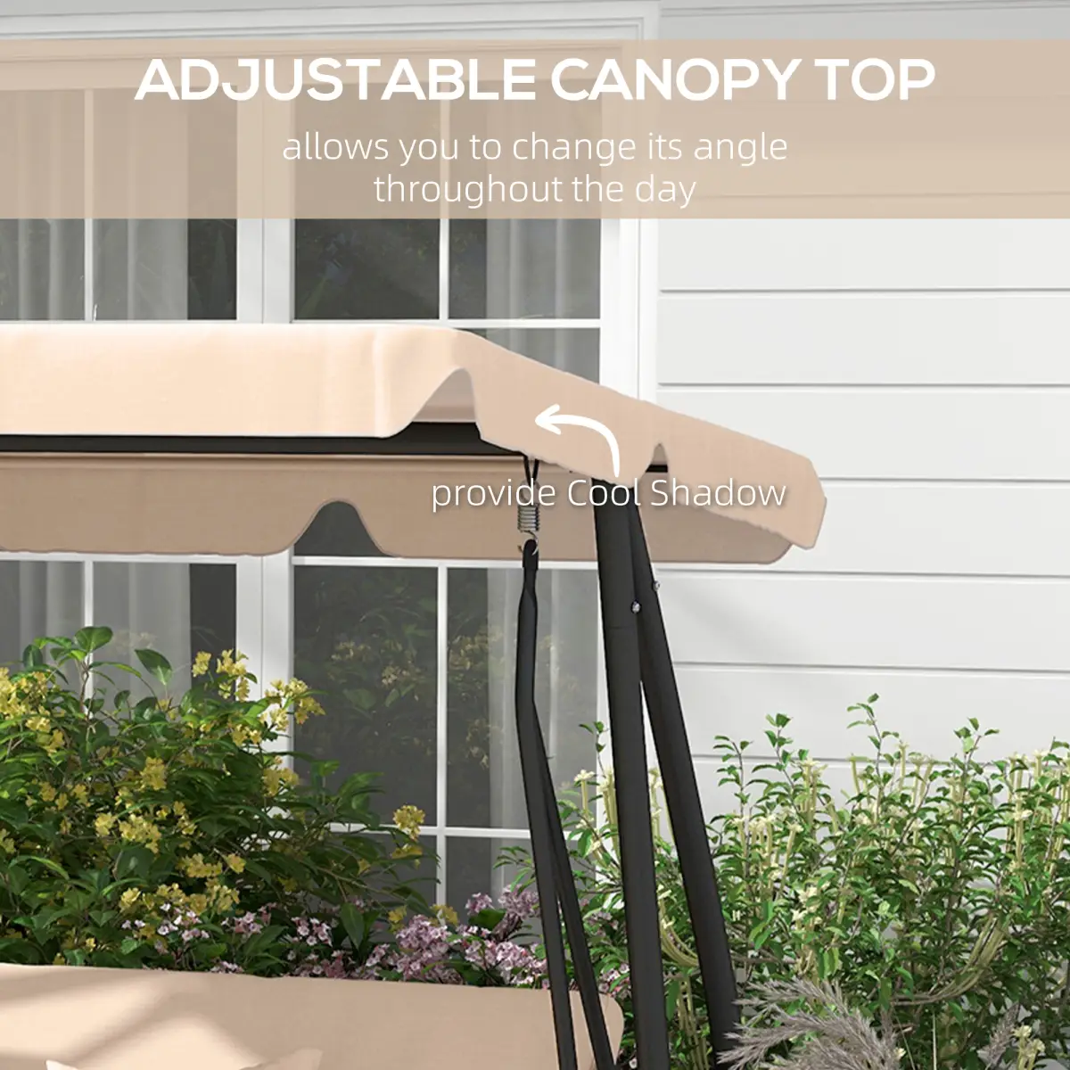 Outsunny Outsunny 2-in-1 Garden Swing Chair for 3 Person w/ Adjustable Canopy Light Brown - Hammocks