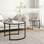 HOMCOM HOMCOM Glass Coffee Table Set of 2, Round Nest of Tables for Living Room - Coffee Table