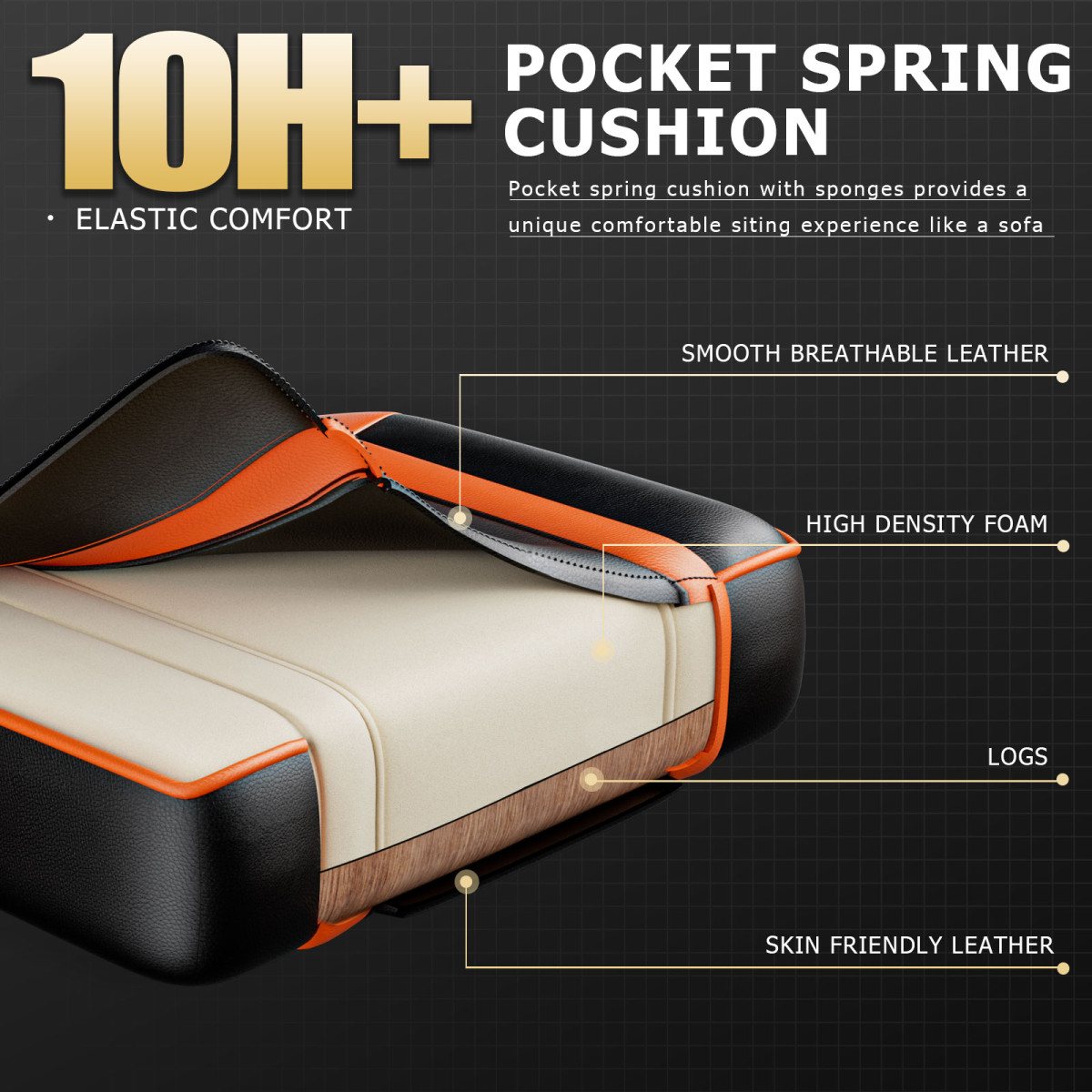 Premium Gaming Chair Height Adjustable With Footrest Gamer by Home Symphony, ergonomic leather seat with footrest.