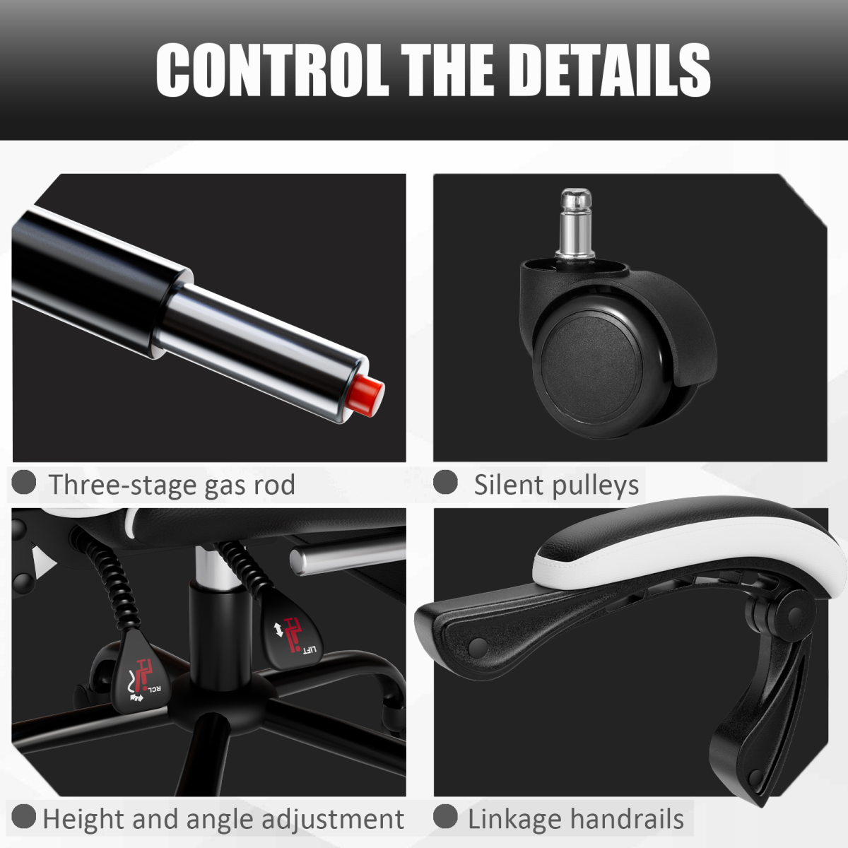 Premium Gaming Chair High Back Adjustable Lumbar For Gamers by Home Symphony with waterproof, stain-resistant PU leather