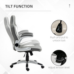 Elite Racing Chair 112-122cm Adjustable Flip Armrests Gamers by Home Symphony - tall grey high-back with white accents.