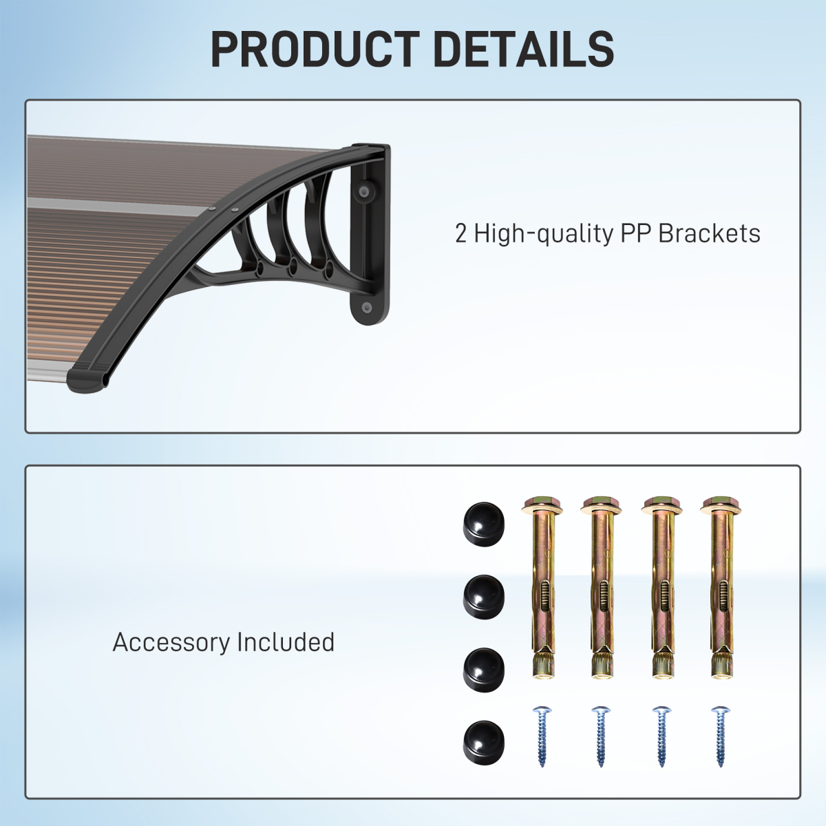 Outsunny Curved Polycarbonate Porch Canopy Awning Universal Fit UV Protection Front Door Brown - Outsunny - Home Symphony
