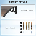 Outsunny Outsunny Curved Polycarbonate Porch Canopy Awning Universal Fit UV Protection Front Door Brown - Cover