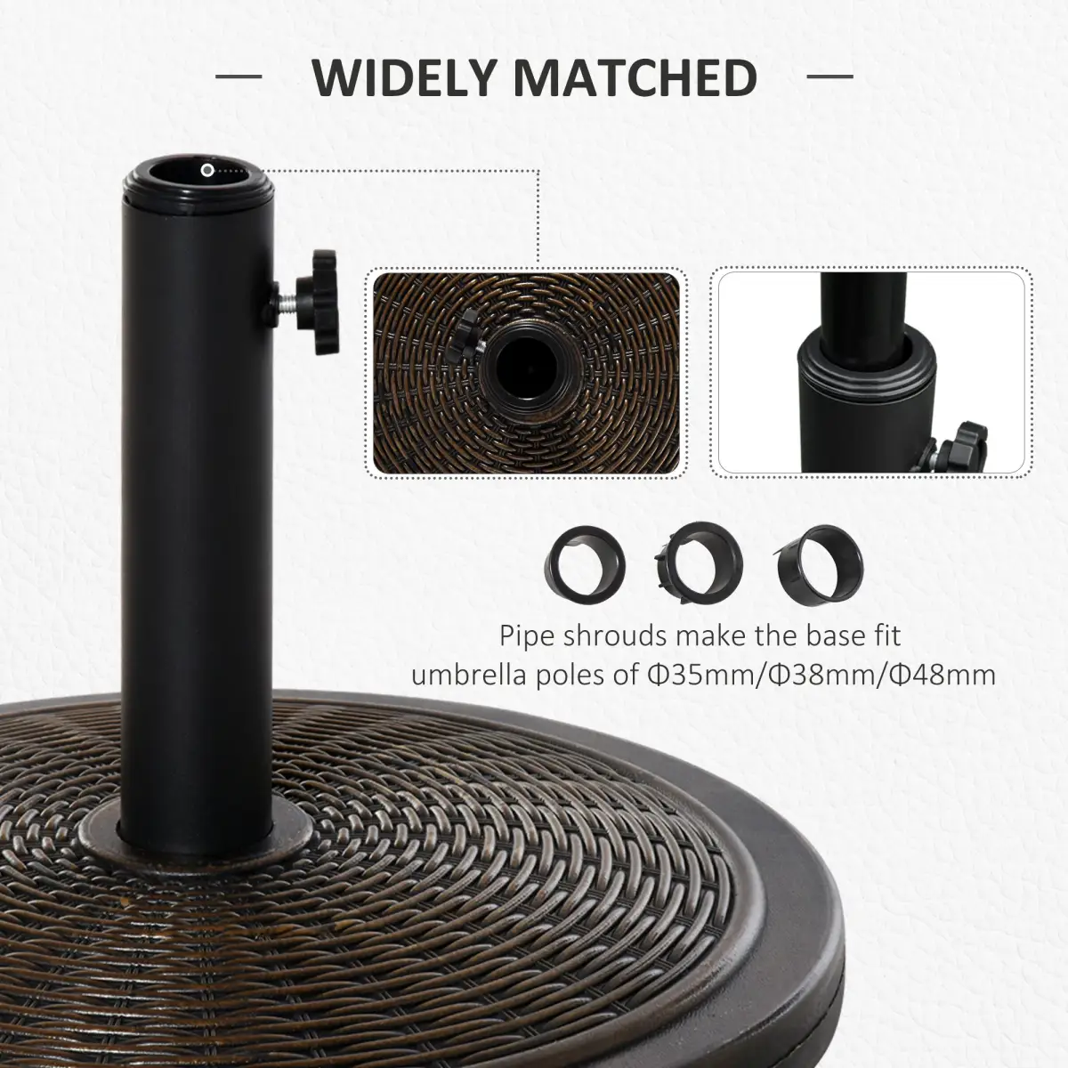 Outsunny Outsunny Cantilever Offset Umbrella Base Cement Parasol Stand, Black - Parasol