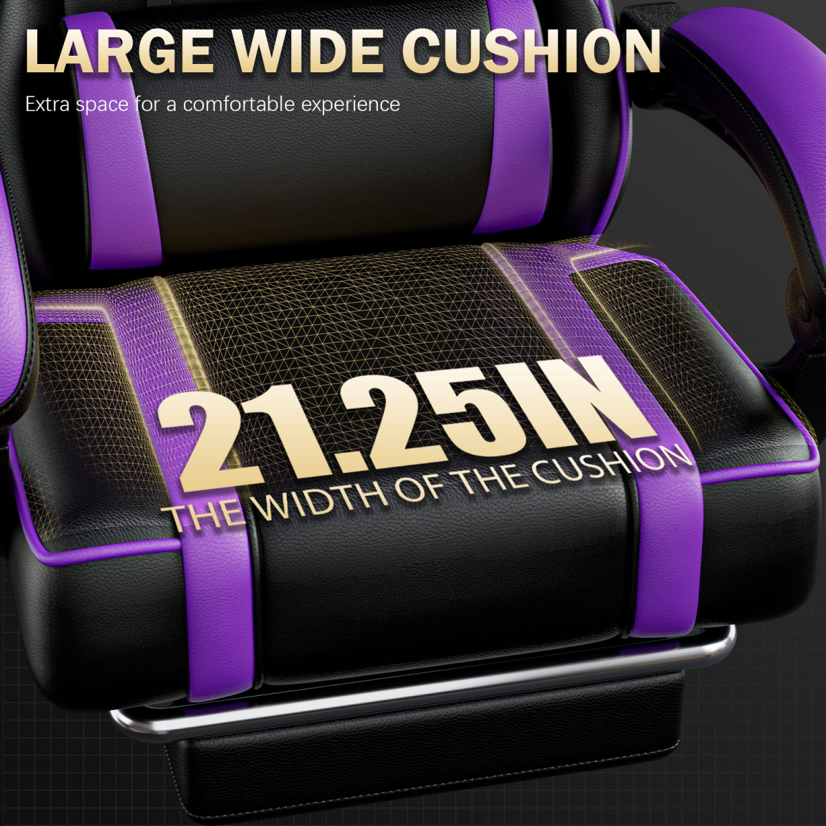Pro Gaming Chair Footrest and Lumbar Support for Gamers by Home Symphony - durable cushion with purple straps