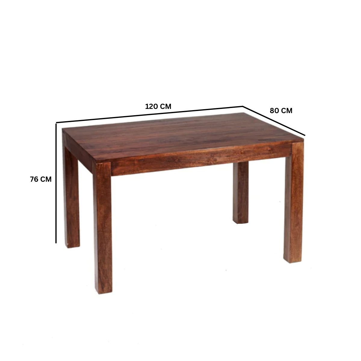 Toko Mango Dining Table 4ft Small 120cm Dark Mango Finish - Indian Hub - Home Symphony