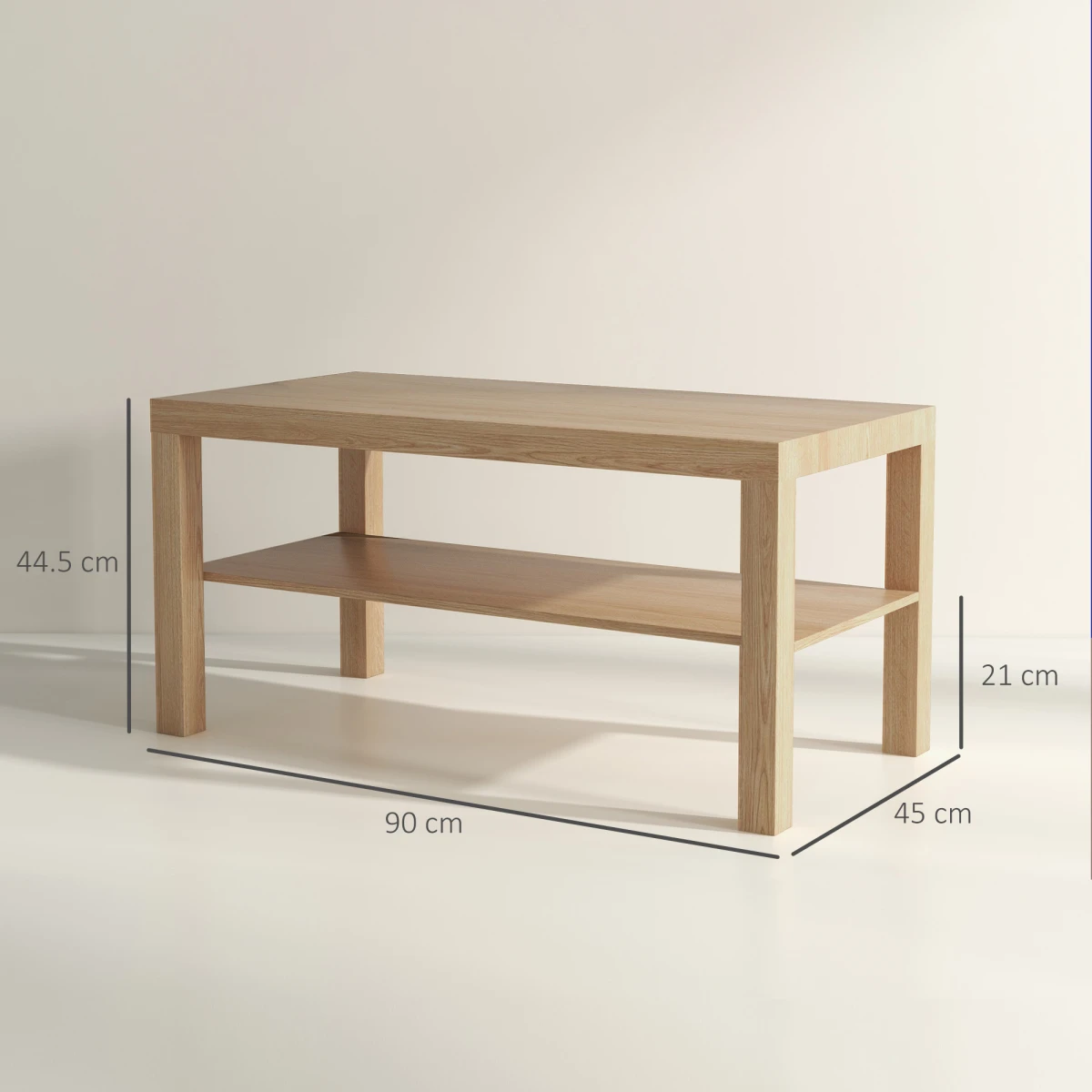 HOMCOM Coffee Table Rectangular 110 X 60 Cm With Storage And Open Shelf Natural Finish For Living Room by HOMCOM
