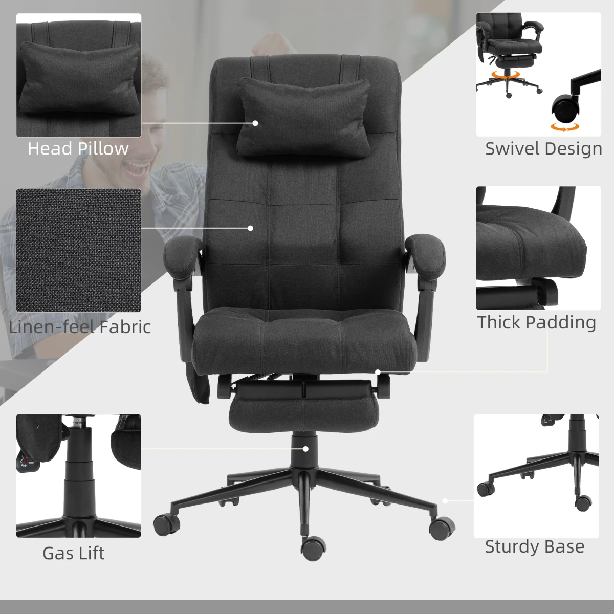 Premium Massage Office Chair Height 112 To 120cm With 155 Degree Recline 5 Massage Modes Lumbar Heat For Home Use by N/A