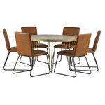 Light Gold Round Dining Table With Metal Inlay Dining Room - Indian Hub - Home Symphony