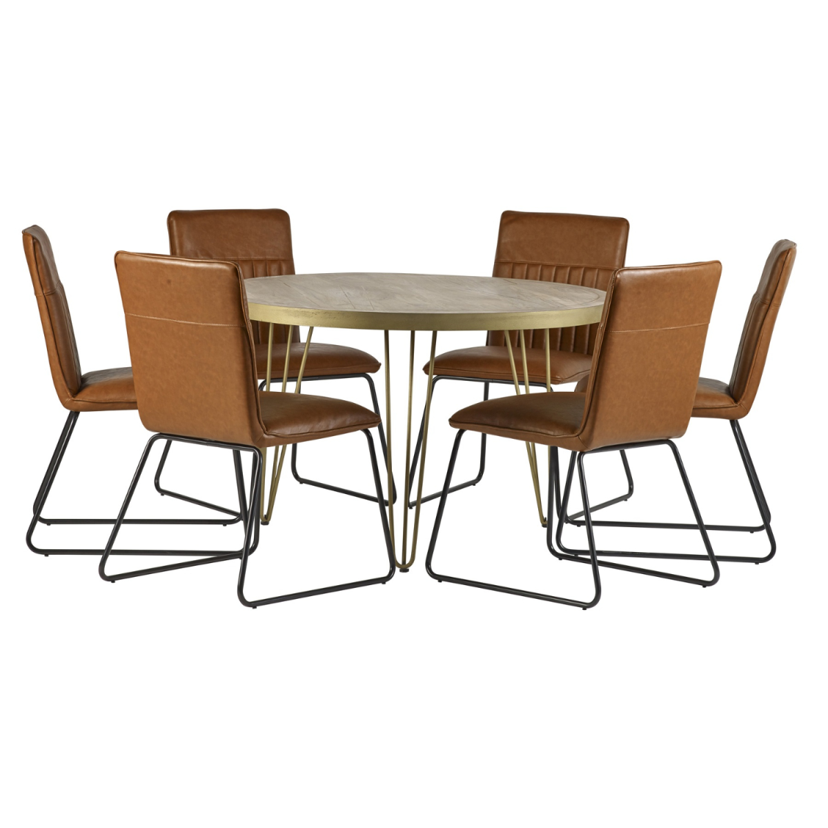 Light Gold Round Dining Table With Metal Inlay Dining Room - Indian Hub - Home Symphony