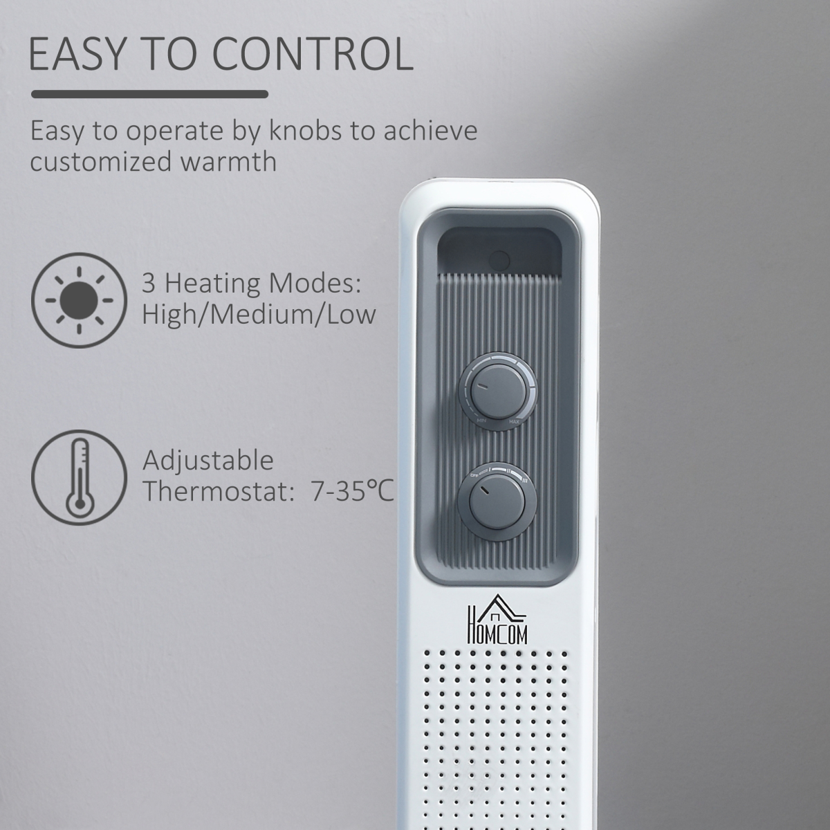 Homcom Oil Radiator 1630W 7Fins Thermostat Home