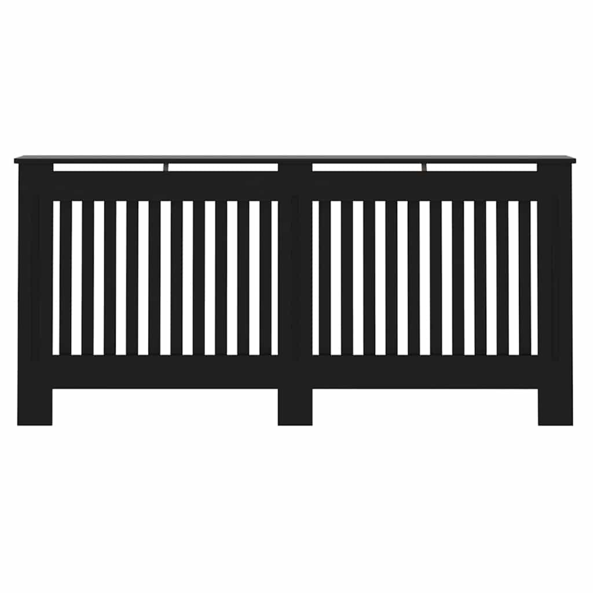 VidaXL Radiator Cover 172 x 19 x 81.5 cm Black Two Piece Engineered Wood Modern Living Room