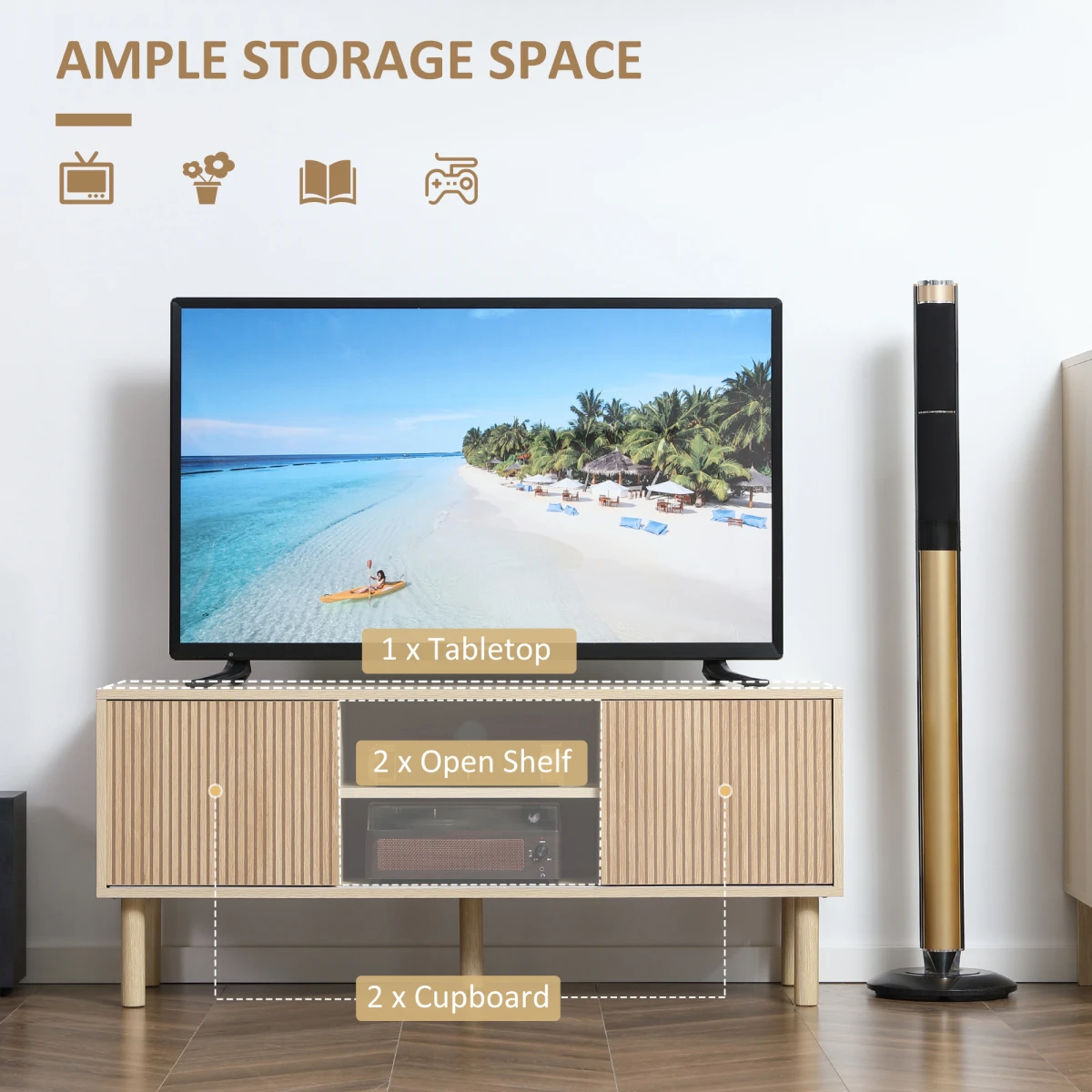 HOMCOM HOMCOM TV Stand Cabinet 50 Inch TV Sliding Doors Living Room - TV Unit