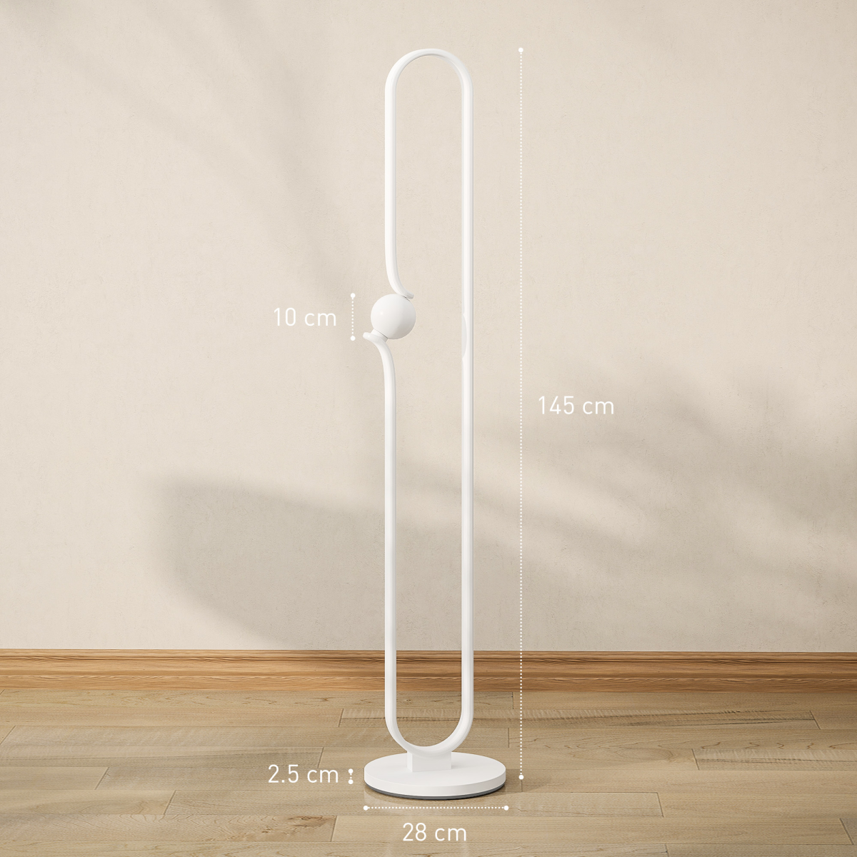 HOMCOM Dimmable LED Floor Lamp with Glass Night Light, Foot Switch, White, features a unique design that enhances any space.