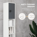 kleankin kleankin Slim Bathroom Cabinet, Toilet Roll Storage w/ Open Shelves, Grey - Display Cabinet