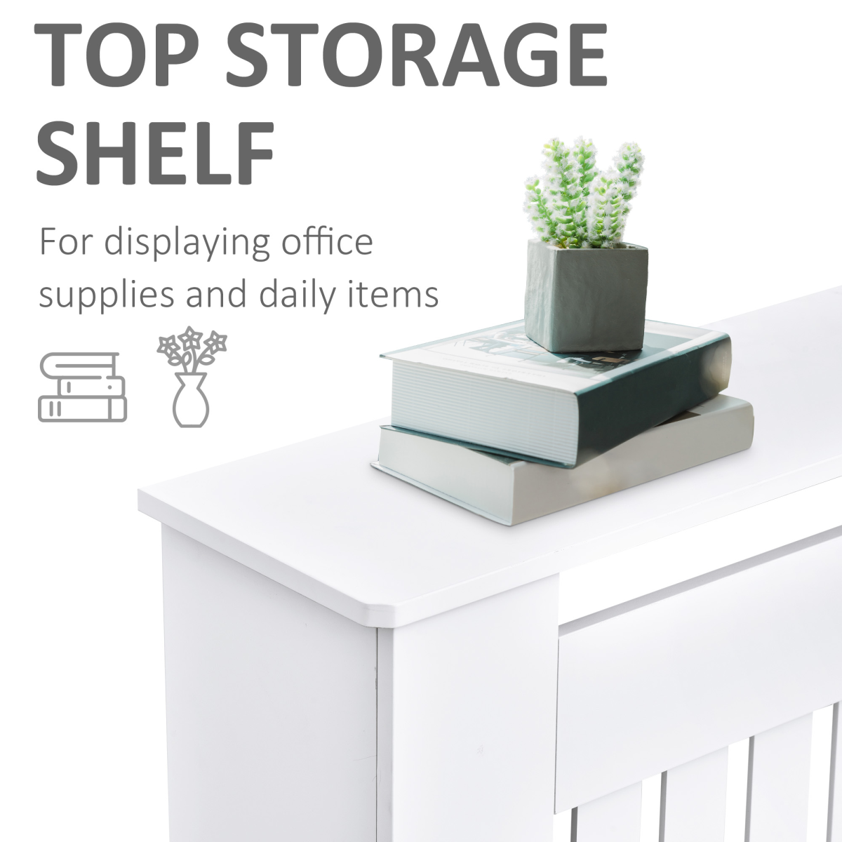 Homcom Radiator Cover Slatted 152x19x81cm Home