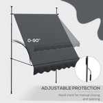 Outsunny Freestanding Retractable Awning 2m x 1.2m Canopy Manual 0 To 90 Degrees Weatherproof Garden Shade by Outsunny
