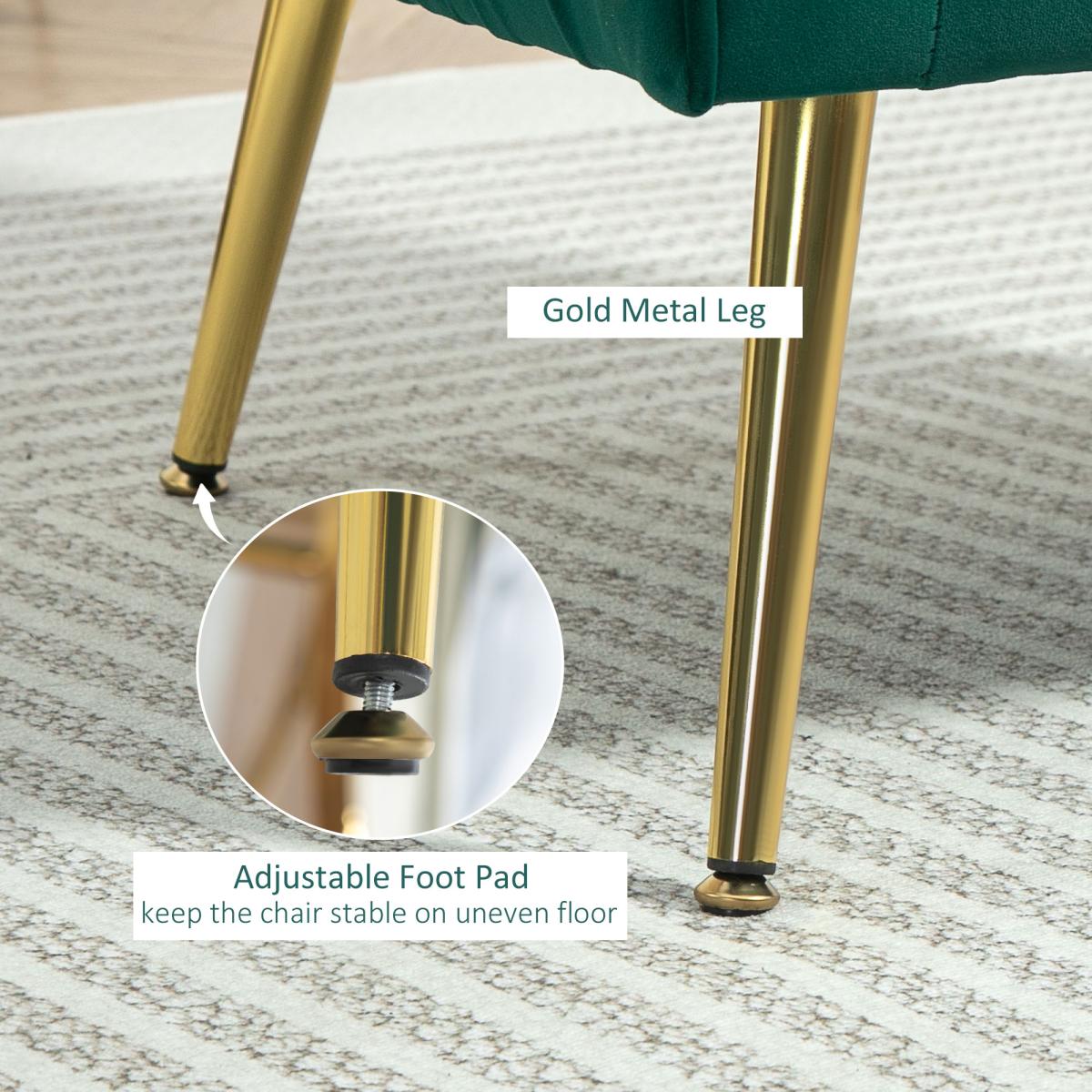 Deluxe Velvet Arm Chair Single Compact Gold Leg Living Room - HOMCOM - Home Symphony