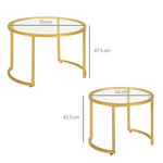 HOMCOM Nesting Tables GlassTop TwoSize LivingRoom - HOMCOM - Home Symphony
