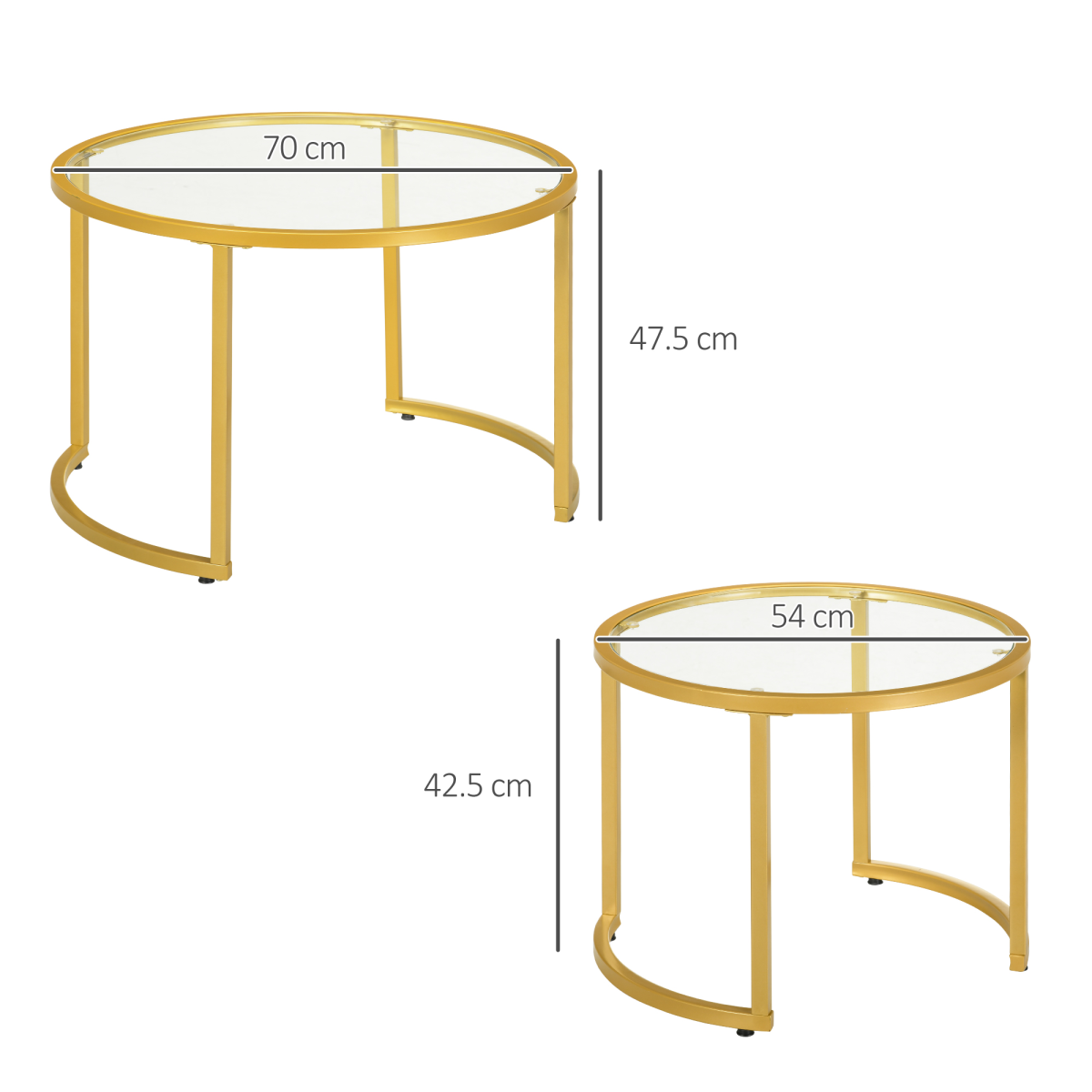 HOMCOM Nesting Tables GlassTop TwoSize LivingRoom - HOMCOM - Home Symphony