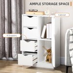 White Cabinet Slim 4-Drawer With Shelf For Home by HOMCOM