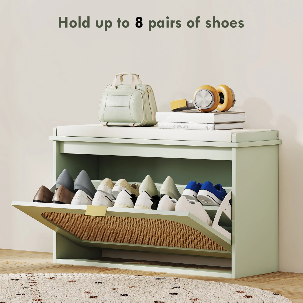 N/A Boho Shoe Cabinet Compact Flip Drawer Entryway - Shoe Storage