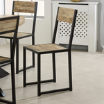 Indian Hub Cosmo Industrial Metal & Wood Dining Chair (Set of 2) - Dining Chairs